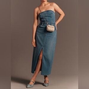 Anthropologie Pilcro The Madi Front Slit Strapless Denim Dress – Size XS